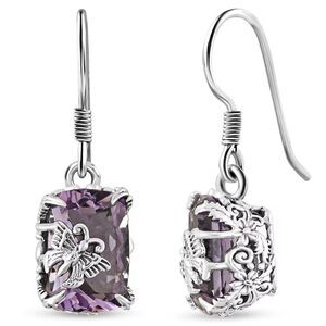 Rose De France Amethyst Twilight Butterfly Sterling Silver Earrings